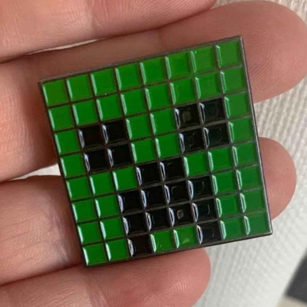Brand new Minecraft inspired green creeper enamel pin